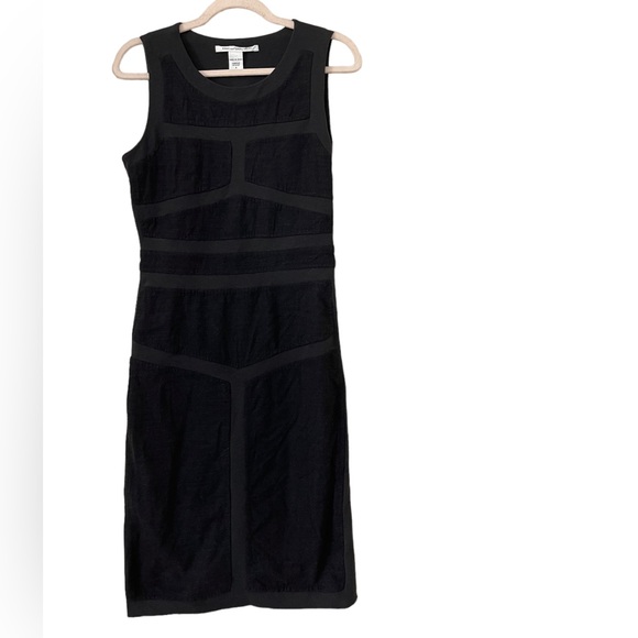 Diane Von Furstenberg Dress 8 Wool Blend Sleeveless Sheath Black - Picture 2 of 8